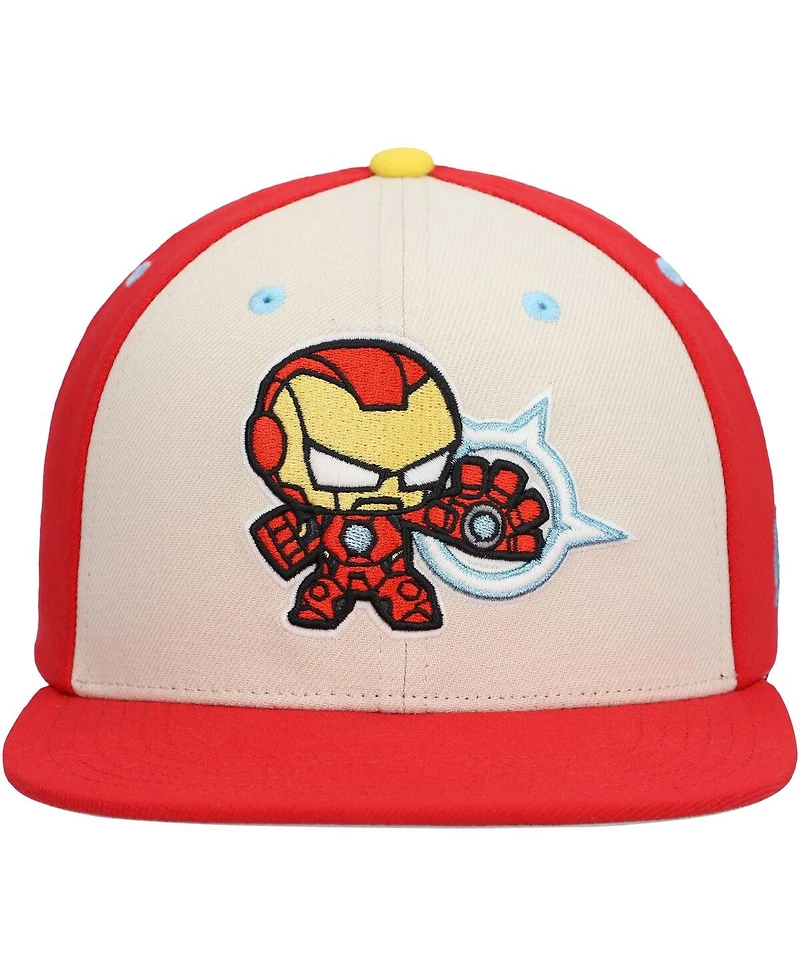 Lids Big Boys and Girls Cream Iron Man Chibi Glow-in-the-Dark Snapback Hat