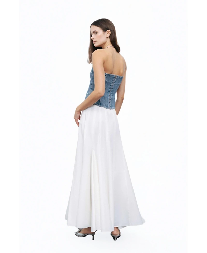 Nocturne Women's Stoned Strapless Denim Crop Top