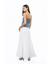 Nocturne Women's Stoned Strapless Denim Crop Top