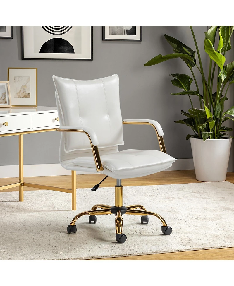 Modern Home Office Desk Chair with Golden Legs