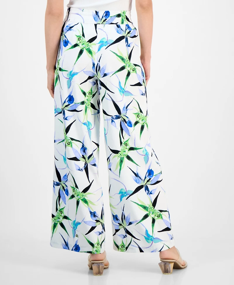 I.n.c. International Concepts Petite Linen-Blend High-Rise Wide-Leg Pants, Exclusively at Macy's