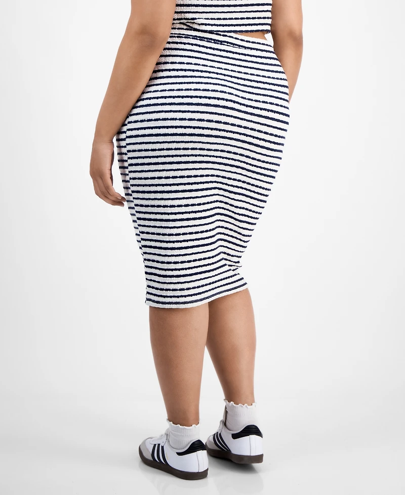Derek Heart Trendy Plus Striped Midi Pencil Skirt