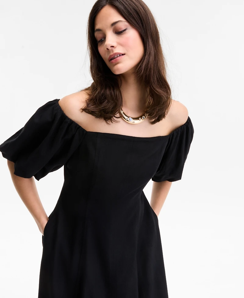 I.n.c. International Concepts Women's On/Off-The-Shoulder Puff-Sleeve Midi Dress, Exclusively at Macy's