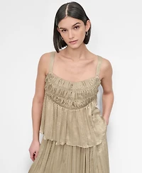 Dkny Women's Crushed Crease Smocked Sleeveless Top