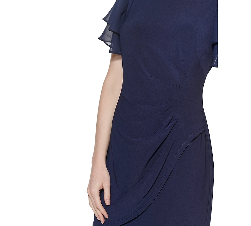 Jessica Howard Petite Flutter-sleeve Sheath Knee Length Dress