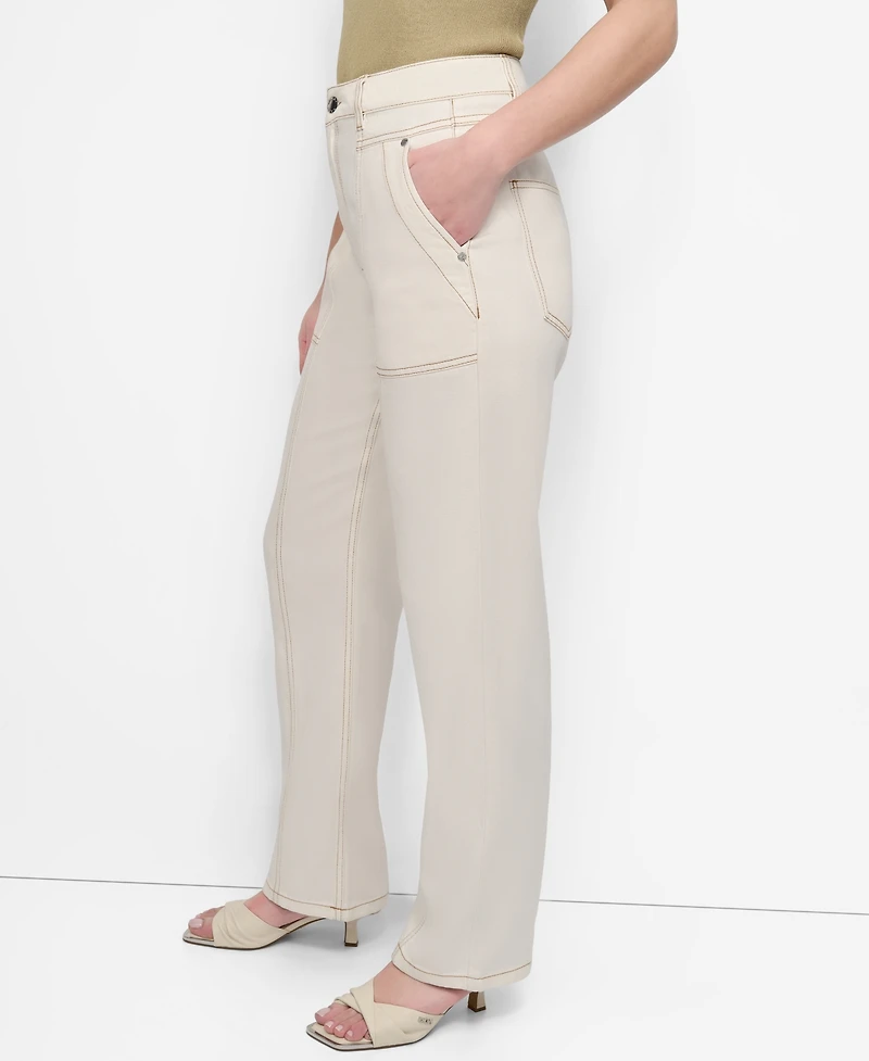 Dkny Women's Contrast-Stitch Denim Pants