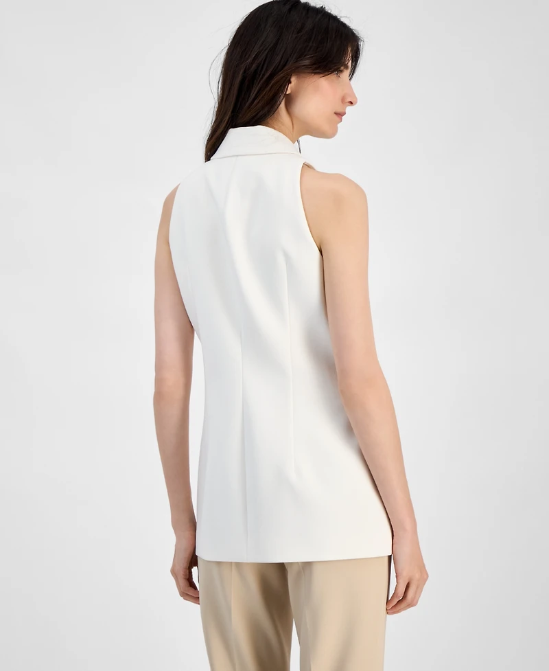 Women's Sleeveless Notched-Collar One-Button Blazer