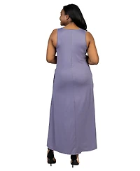 24seven Comfort Apparel Plus Sleeveless Tank Maxi Dress with Pockets