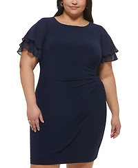 Jessica Howard Plus Size Flutter-Sleeve Shirred Dress