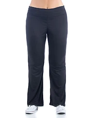 24seven Comfort Apparel Plus Black Bell Bottom Fold Over Waist Sweatpants