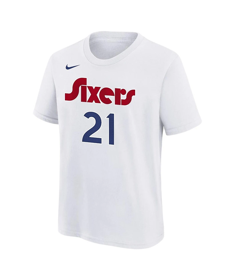 Nike Big Boys and Girls Joel Embiid White Philadelphia 76ers 2024/25 City Edition Name Number T-Shirt