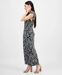 Ak Anne Klein Petite Leaf-Print Cropped Wide-Leg Pull-On Pants