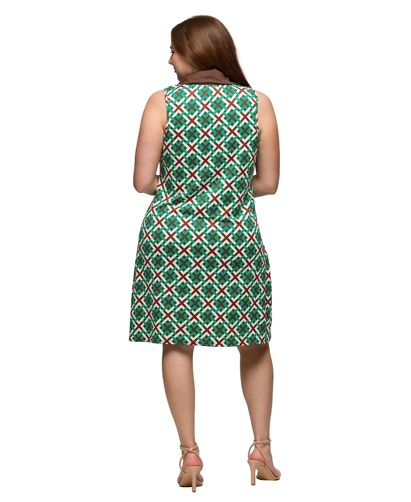24seven Comfort Apparel Plus Sleeveless Collared Mini Dress