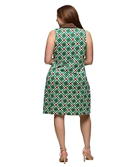 24seven Comfort Apparel Plus Sleeveless Collared Mini Dress