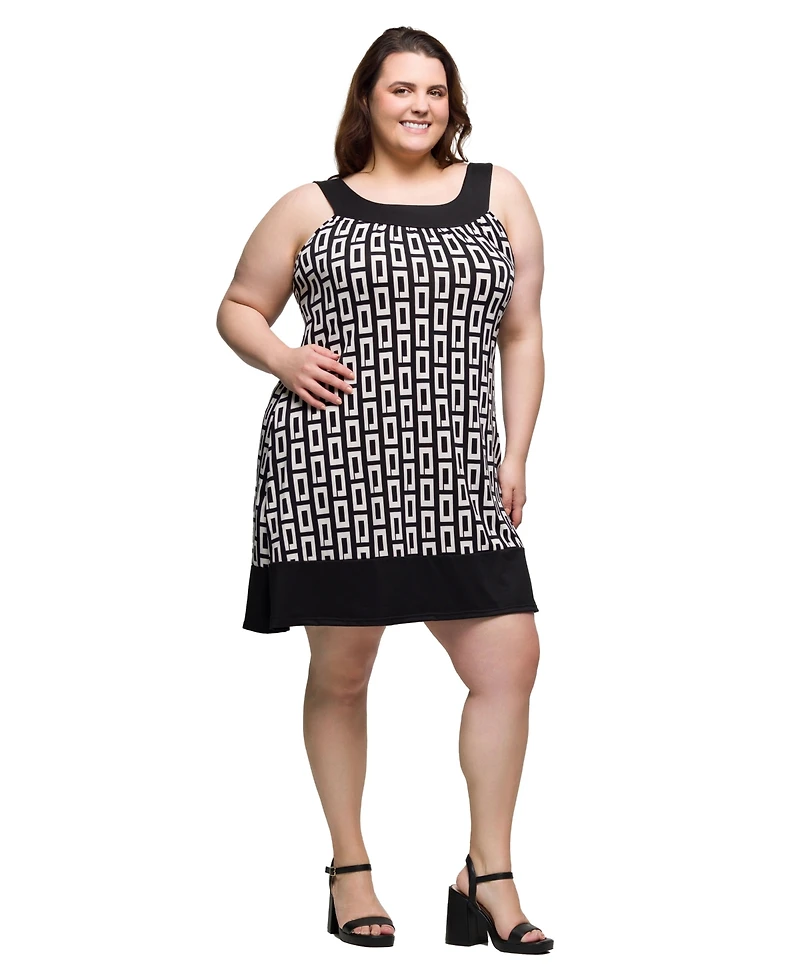 24seven Comfort Apparel Plus Scoop Neck Sleeveless Knee Length Dress