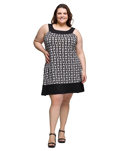 24seven Comfort Apparel Plus Scoop Neck Sleeveless Knee Length Dress