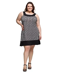 24seven Comfort Apparel Plus Scoop Neck Sleeveless Knee Length Dress