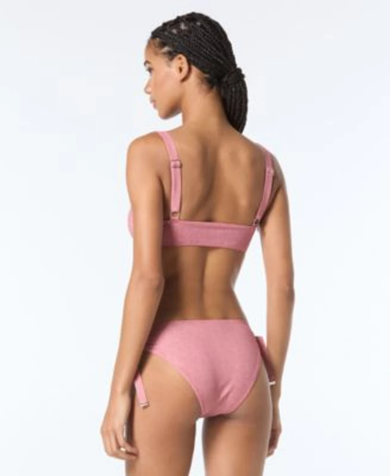 Michael Michael Kors Grommet Trim Bikini Top High Leg Side Tie Bottoms