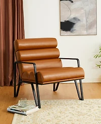 Glitzhome 2-Pc. Leatherette Modern Wavy Accent Armchair
