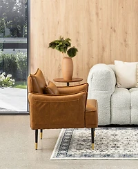 Glitzhome 32" Leatherette Mid-Century Modern Armchair