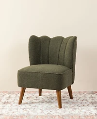Glitzhome 32.75" Modern Hunter Upholstered Vertical Ripple Channel Tufted Accent Chair