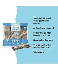 Cod Skin Hand Wrapped Dog Chew Stick: Long 10" - 12 pk