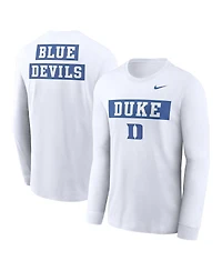 Nike Men's White Duke Blue Devils Two-Hit Classic Location Long Sleeve T-Shirt
