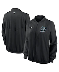 Nike Women's Black Miami Marlins Authentic Collection Team Raglan Performance Full-Zip Jacket