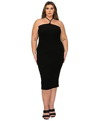 L I V D Plus Sienna Tie Neck Rib Dress