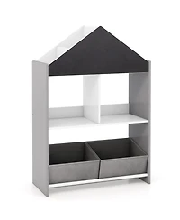 Playhouse Kids Bookshelf with Chalkboard and Whiteboard for 3-6 Years
