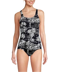 Lands' End Women's Tugless Low Leg One Piece Swimsuit