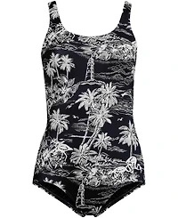 Lands' End Women's Tugless Low Leg One Piece Swimsuit