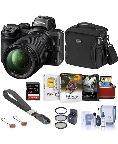 Nikon Z5 Full Frame Mirrorless Camera with 24-200mm Vr Zoom Lens Bundle with 64GB Sd Card, Bag, Corel Mac Software Kit, Wrist Strap and Accessories