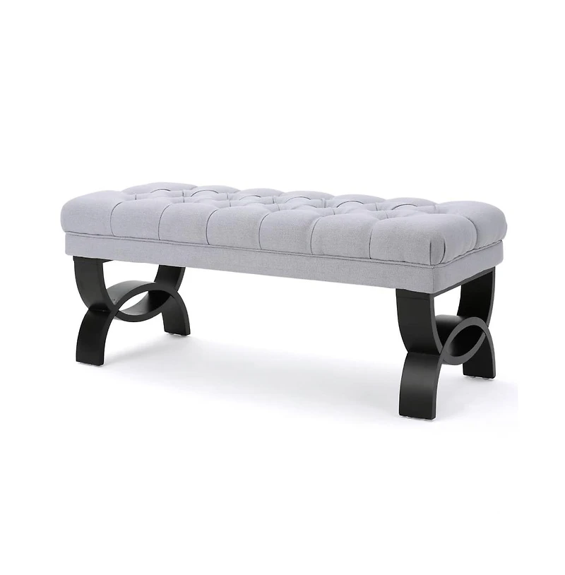 Tufted Ottoman Bench with Diamond Stitching and Elegant Half-Circle Legs for Classic Modern Interiors-The Pop Home