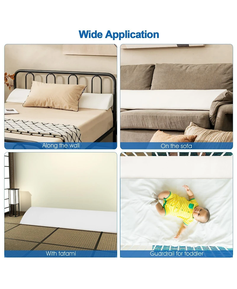 Full Size Bed Wedge Pillow Gap Filler with Side Pocket Bed-Full Size