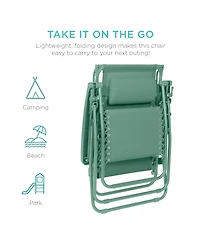 Best Choice Products Folding Zero Gravity Recliner Patio Lounge Chair w/ Canopy Shade, Headrest