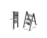 3 Step Ladder Aluminum Light Folding Step Bench Wide Non slip Pedal 300 lb Capacity Home Office Portable Ladder black
