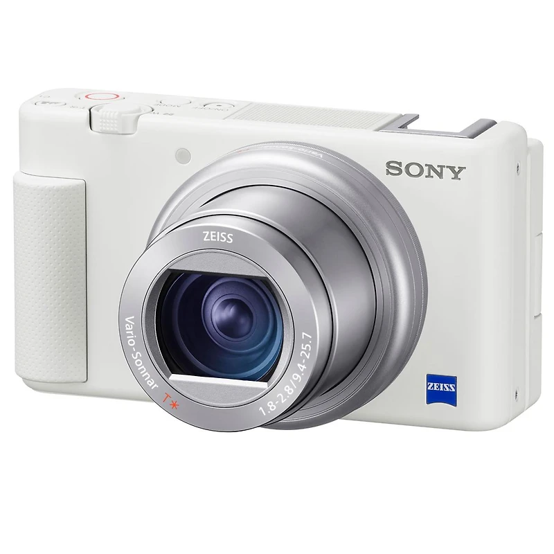 Sony Zv-1 Compact 4K Hd Digital Camera, White Bundle with Sony Shooting Grip/Tripod, 64GB Uhs-ii Sd Card, Shoulder Bag, Corel Mac Software Kit and Acc