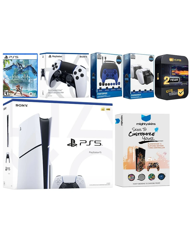 Sony Playstation 5 Slim Disc with Horizon Forbidden West, Extra Edge Controller, Gamer Kit