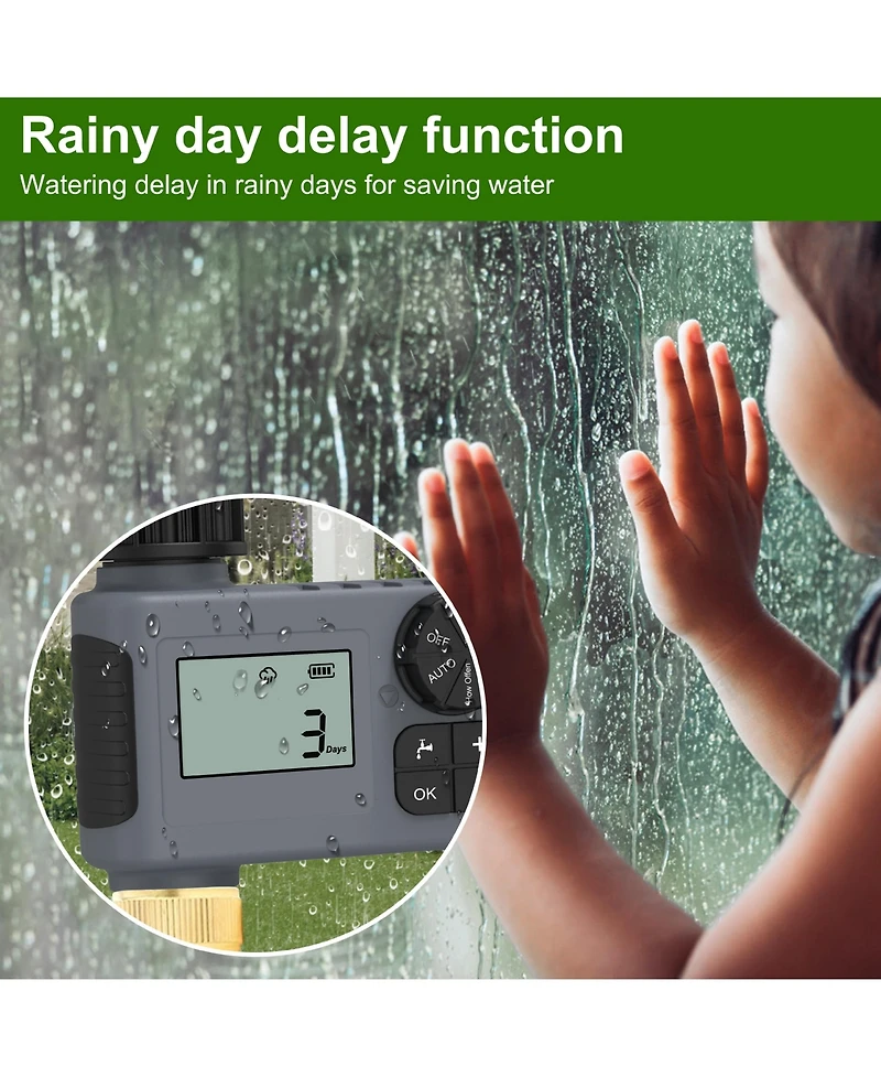 Sprinkler Timer Outdoor Programmable Water Timer for Lawn Garden Rain Delay Manual Automatic Watering