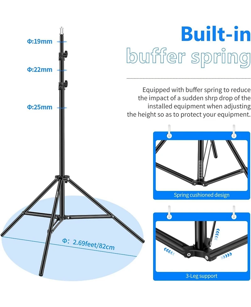 Neewer Photography Light Stand, 3-6.6ft/92-200cm Adjustable Sturdy Tripod Stand for Reflectors, Softboxes, Lights, Umbrellas, Load Capacity: 17.6lb/8k