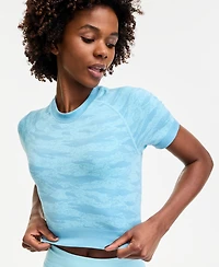 Id Ideology Women's Printed Seamless Short-Sleeve Cropped Top, Exclusively at Macy's