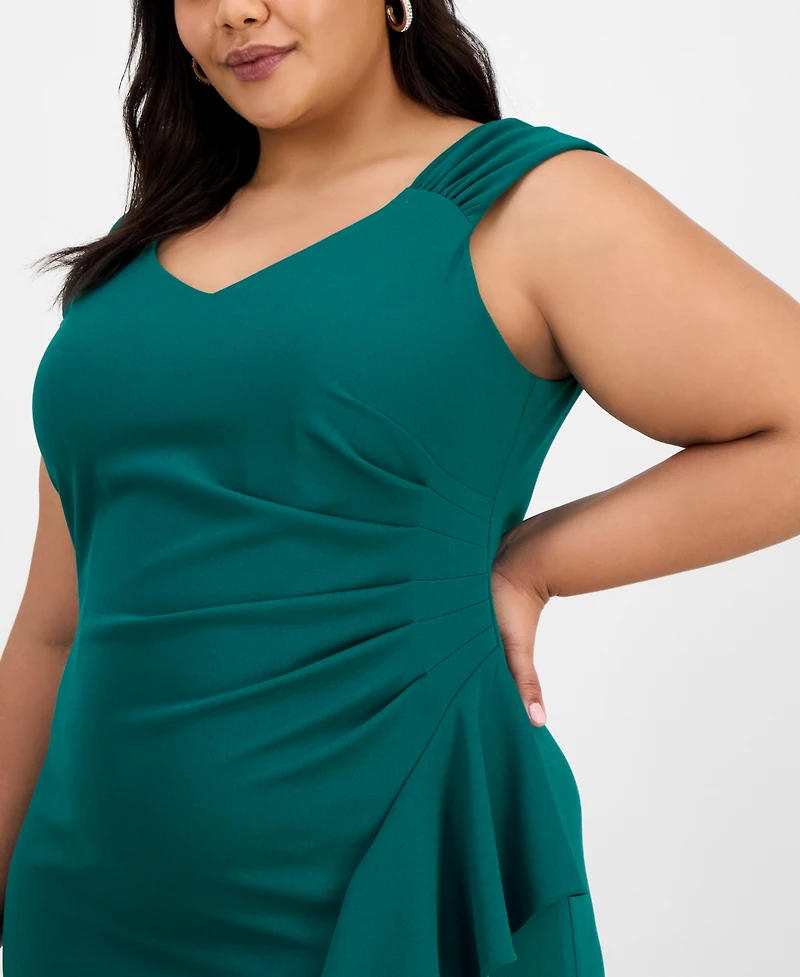 Alex Evenings Plus Ruched Ruffled Gown