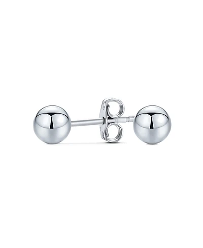 Bling Jewelry Minimalist Plain Simple Round Bead Ball Tragus Cartilage Stud Earrings Shiny Polish .925 Sterling Silver