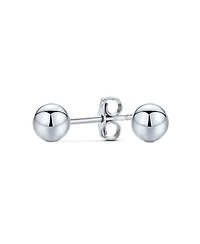 Bling Jewelry Minimalist Plain Simple Round Bead Ball Tragus Cartilage Stud Earrings Shiny Polish .925 Sterling Silver