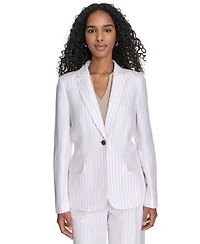 Calvin Klein Women's Pinstriped One-Button Blazer