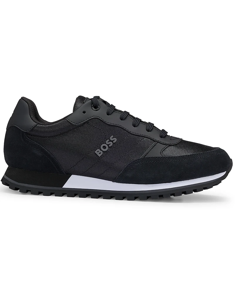 Boss by Hugo Men's Faux-Leather Trim Trainers Sneakers