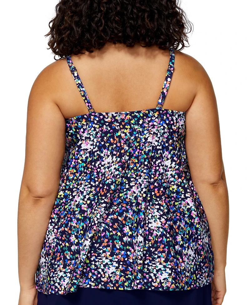 Island Escape Plus Cape Town Draped Tankini Top, Exclusively at Macy's