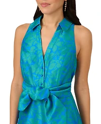 Adrianna Papell Women's Floral Sleeveless Tie-Waist Mini Dress