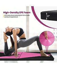 4-Panel Pu Leather Folding Exercise Gym Mat with Hook and Loop Fasteners